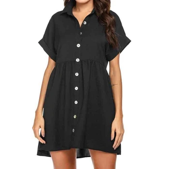 

Summer Ladies Short Sleeve Shirt Chiffon Dress Casual
