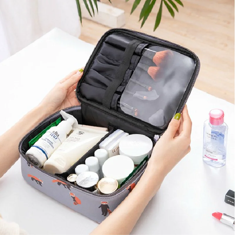

PU Cosmetic Bag Portable Waterproof Makeup Bag With Animal Pattern Women Travel Cosmetics Organizer secure Cosmetic Bags Handbag