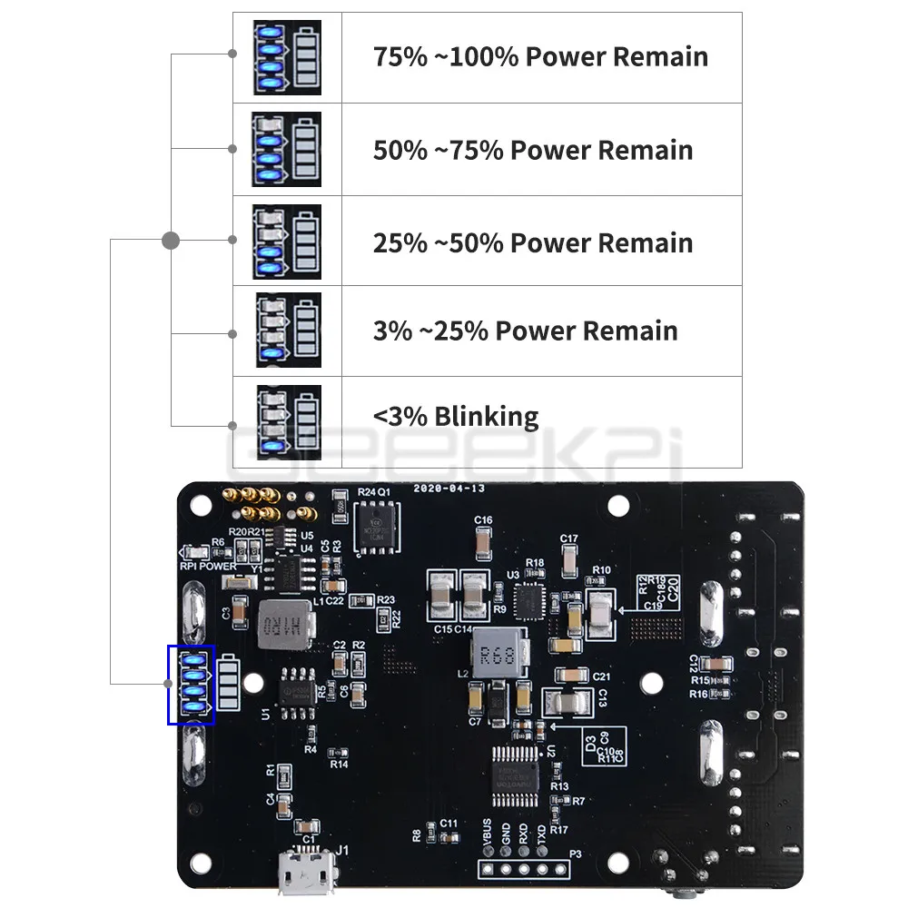 GeeekPi 18650 Новый UPS с RTC & Coulometer Pro удлиненное устройство питания двумя USB портами для