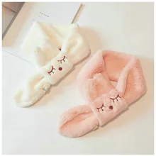 В Корейском стиле из однотонного плюша; Сезон Зима; с принтом "Кролик"; теплый осень-зима плотная одежда для детей Для мальчиков и девочек перекрестные кольца шали шарфы аксессуары-бак