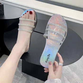 

Women Simple fashion popular slippers female summer wear 2020new students flat net red Korean beach sandals and slippers women