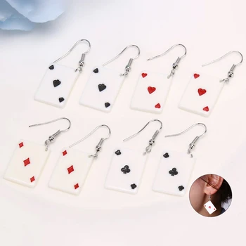 

1Pair Funny Poker Card Dangle Earrings Acrylic Spades Playing Jewelry Nice Birthday Gift Personality Poker Car Earrings
