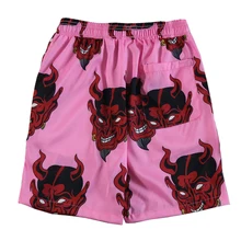 April MOMO Men Pants Printed Elastic Waist Beach Shorts Men Summer Men's Shorts Pink Purple