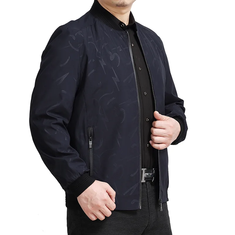 

Men Jacket Autumn New Products Plus-sized Business Casual Thin Stand Collar Tops Baseball Uniform Lard-bucket Coat
