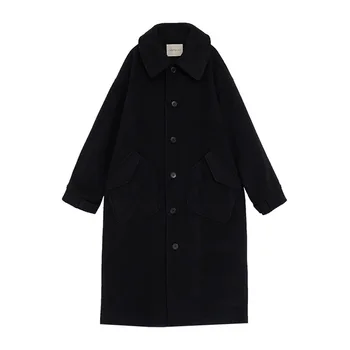 

Autumn And Winter 2021 Mid Length Woolen Coat Thickened Hepburn Style Cashmere Woolen Coat Women's College Style