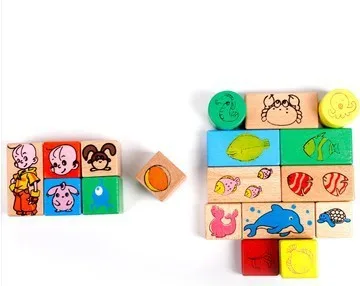 Danniqite 33 зерна мультфильм шаблон океанов рай строительные блоки детские развивающие игрушки деревянные игрушки