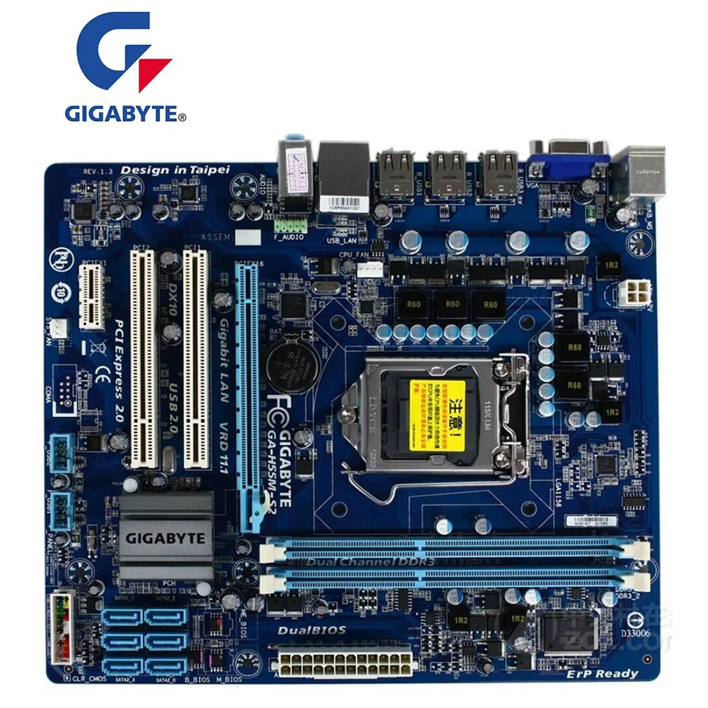 Для GIGABYTE GA H55M S2 настольная материнская плата H55 P7H55 PRO EVO Socket LGA 1156 DDR3