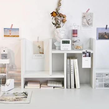 

Ins Style Simple Dormitory Desktop Bookshelf Simple Rack Wooden Combination Cabinet Student Bedroom Table Storage Rack