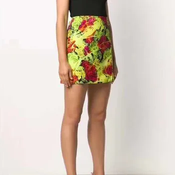 

2020 Early Autumn Trendy Design Rose Zipper Skirt High Waist Slim A Line Temperament Women Skirts Fashion