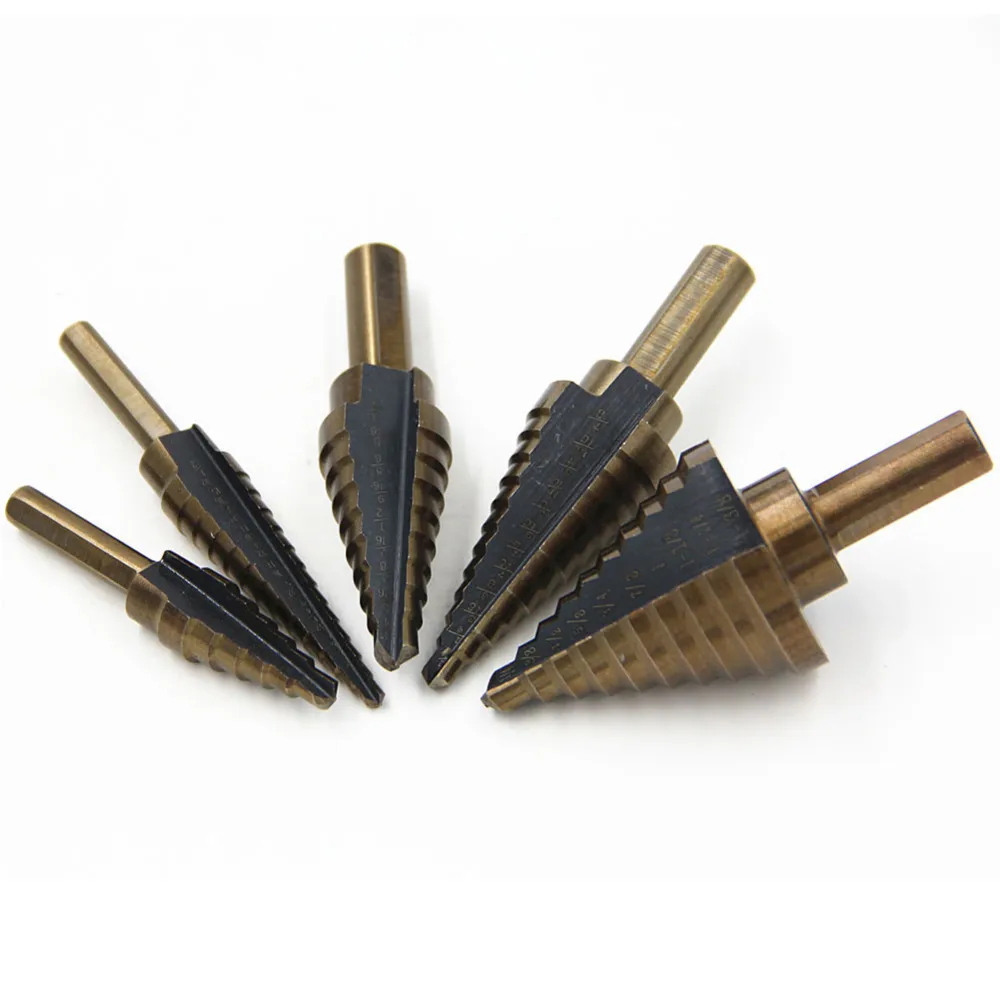 5pcs Hss Step Drill Bit Set Cone Hole Cutter Taper Metric 1/4-1-3/8 3/16-7/8 1/4-3/4 1/8-1/2 3/16-1/2 Metal Hex Core Drill Bits 5pcs Hss Step Drill Bit Set Cone Hole Cutter Taper Metric 1/4-1-3/8 3/16-7/8 1/4-3/4 1/8-1/2 3/16-1/2 Metal Hex Core Drill Bits