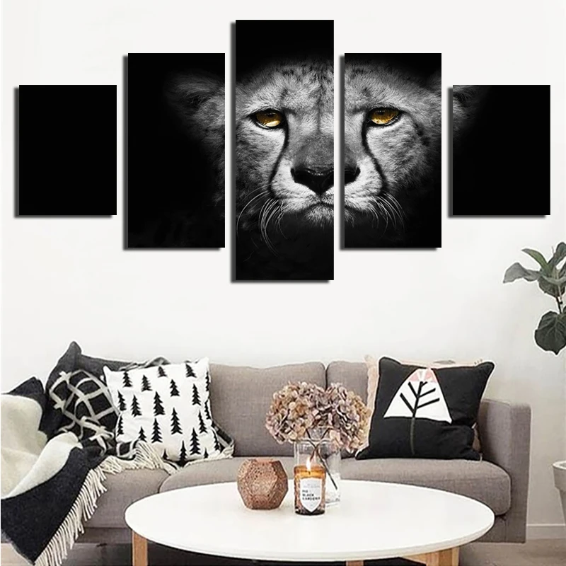 

Hot Sale 2020 Black White Tiger Face And Amber-like High-definition Photography Print Waterproof Ink Canvas Decorative Painting