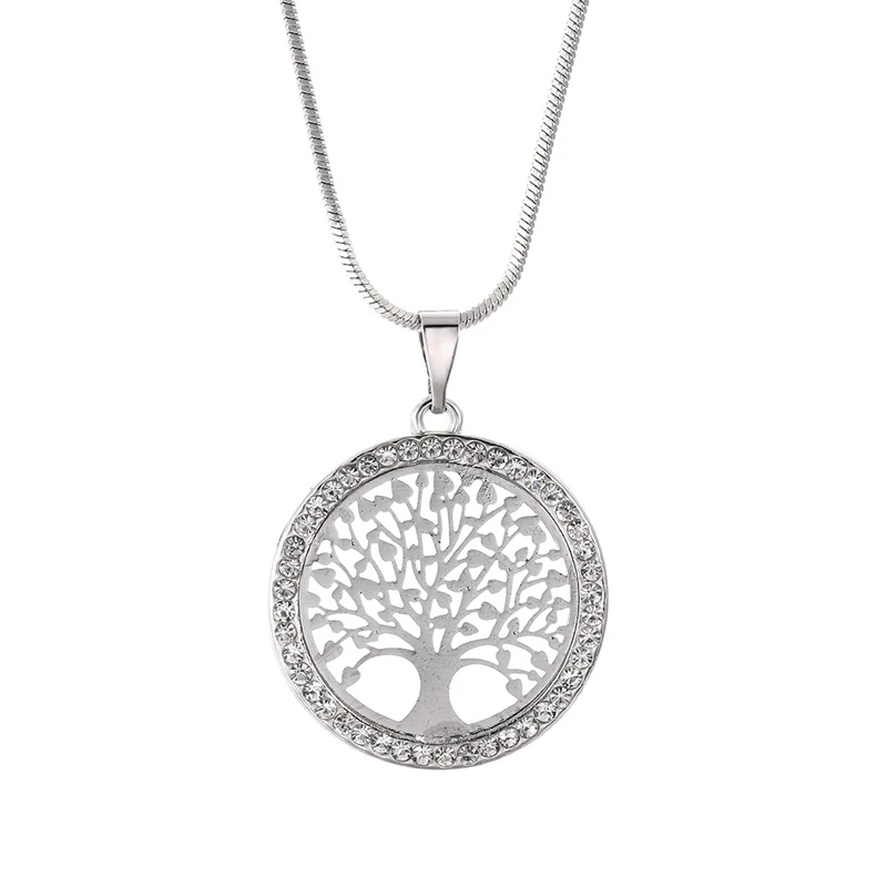 New Fashion Tree of Life Crystal Round Small Pendant Necklace Elegant Women Jewelry Gifts Dropshipping 2021
