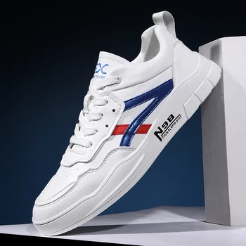 

Spring 2020 Men Casual Flats Shoes White Male Casual Sneakers Luxury Brand Men Shoes Pu Leather Sneakers Men Young Casual Shoe