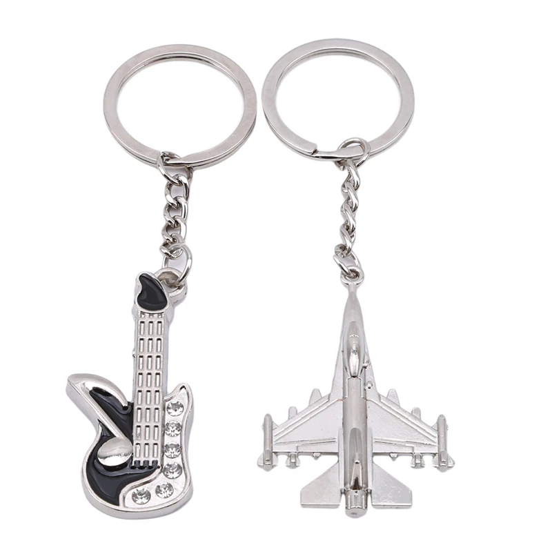 Metal Alloy Car Keychains Pendant Trinkets Creative Airplane Guitars Keychain Ornament Accessories |