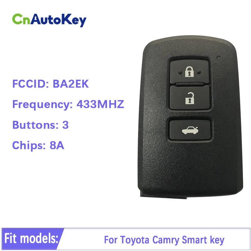 

CN007118 Вторичный рынок, умный ключ с 3 кнопками для Toyota Camry 434 МГц, криптовалютическая модель BA2EK, часть № 89904-42180 61E377-0011