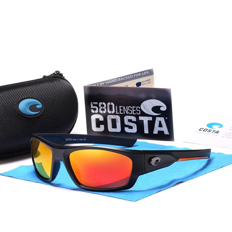 

COSTA Metal 3D logo Mirrored lens Sunglasses Men Brand Design Driving Fishing Sun glasses Square Glasses UV400 gafas de sol