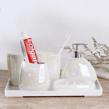 Японский стиль простой Аврора матовый белый керамический набор для ванной комнаты из пяти лосьонов держатель для зубной щетки комплект