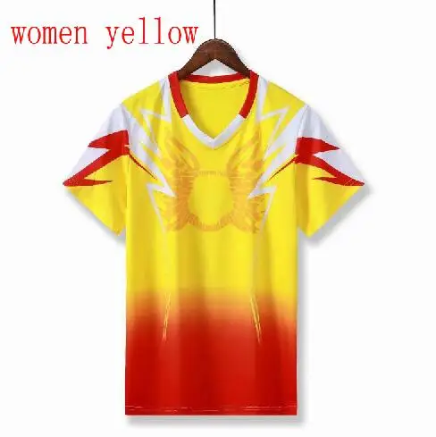 Новинка теннисные майки для мужчин/женщин, рубашка для бадминтона, футболки для настольного тенниса, настольные теннисные майки, спортивные беговые/теннисные майки - Цвет: women yellow shirt