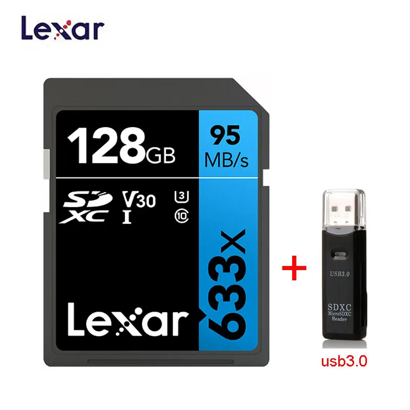 Карта памяти Lexar SD 633x оригинал 95 Мб/с 32 ГБ U1 SDHC 64 128 256 512 U3 SDXC класс 10 для видеокамер