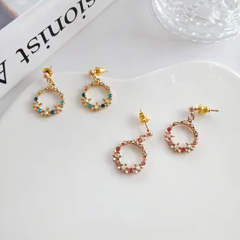 

Creative MORI Series Cool Geometry Circle Colorful Beautiful Diamond Set Ear Stud Simple South Korea-Style Clip-on Women's E3848