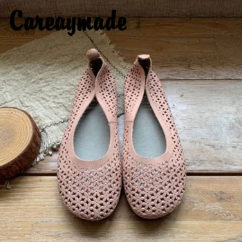 

Careaymade-Vintage Korean Version of Sweet Flowers genuine Leather round head Hollow Soft Leather Mary Jane women's single shoes