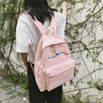 

Colorful letters Waterproof Nylon Backpack for women Heart Drawstring Travel Bag Teenage Girls Schoolbag Women backpack Preppy