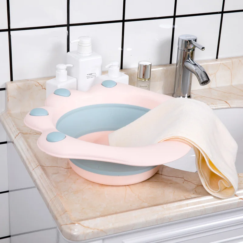 

Eco-Friendly Creative Cat Claw Folding Washbasin Home Outdoor Portable Folding Washbasin Children Basin