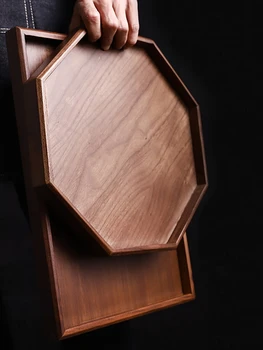 

Northern Europe Household Wooden Kitchen Trays Solid Rectangle Concise Thickening Material Walnut Wood Tray