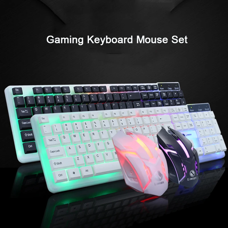 

Gaming Keyboard Mouse Mechanical RGB Backlit keycaps Wired Gaming Keyboard Mouse Set for LOL Pubg PC Gamer Keyboard Mouse Combos