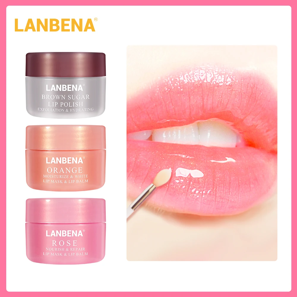 Lanbena Lip Plumper Lip Mask Moisturizing Lip Scrub Lip Oil Pink Lips Balm Nourish Lips Mask 1