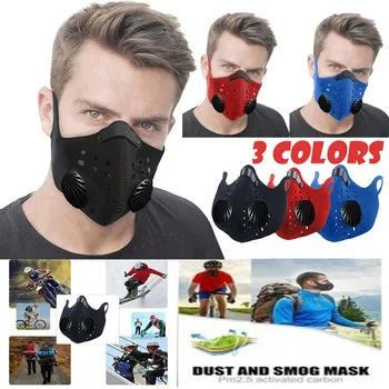 

Face Mouth Topmask Dust Pollution Cotton Activated Carbon Filter Valve Reusable Washable Respirator Windproof Toiletry Kits