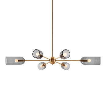 

Glass LED Chandelier Living Room Dining Room Hanging Lamp Clnewroom Decoration Interior Lighting Fixture Grey LED Bulbs Metal AC