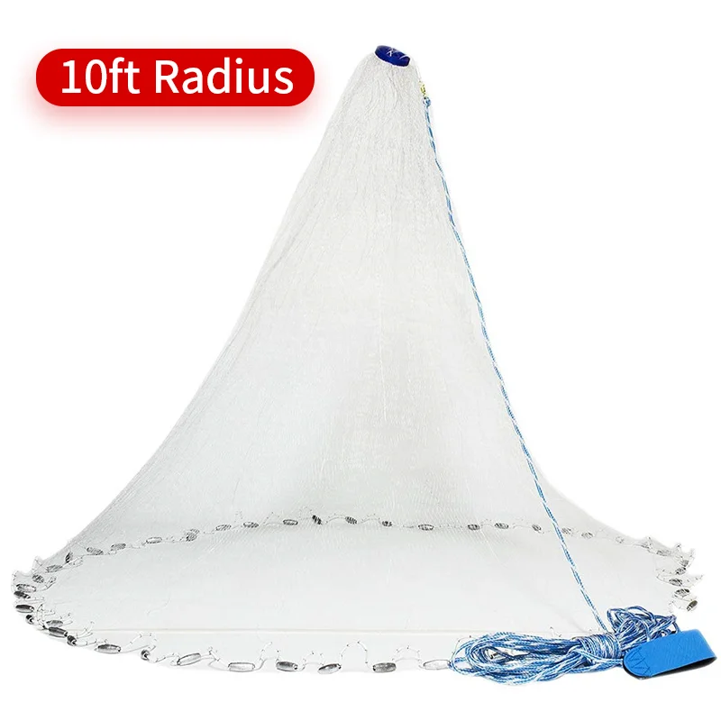 10ft Radius American Saltwater Fishing Cast Net for Bait Trap Fish,4/6/8/10/12ft Radius,Outdoor throwing fishing net fishing gear gill net - Цвет: 10ft Radius