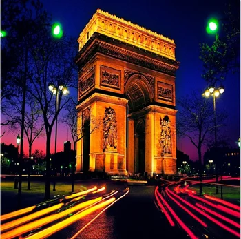 

8x8FT Beautiful Arch Triumph Night Paris France Custom Photo Studio Background Backdrop Vinyl 10x10 10x12