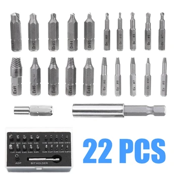 

22Pcs Damaged Screw Extractor Drill Bits Guide Set HSS Broken Speed Out Easy out Bolt Stud Stripped Screw Remover Tool