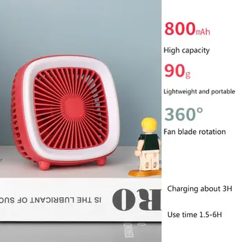 

Portable Mini Desktop Fan Retro TV Design Air Cooler with LED Light USB 3 Speeds A6HB