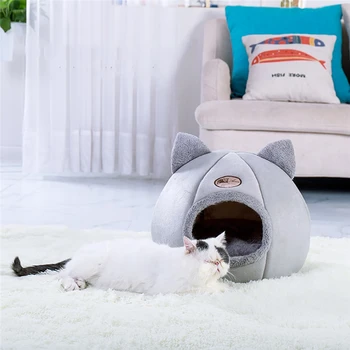 

Pet Dog Cat Nest Tent House Kennel Winter Warm Nest Soft Foldable Sleeping Mat Pad Cotton Small Dog Cat Bed Puppy House