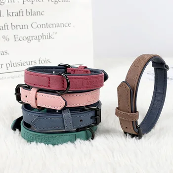 

Pet supplies Durable Dog Collar PU Leather Padded Pet Collars