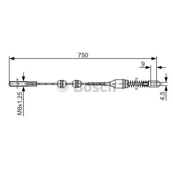 Трос ручника л.\ Opel Vectra 1.4-1.7D/1.8 81-95 BOSCH 1987477140