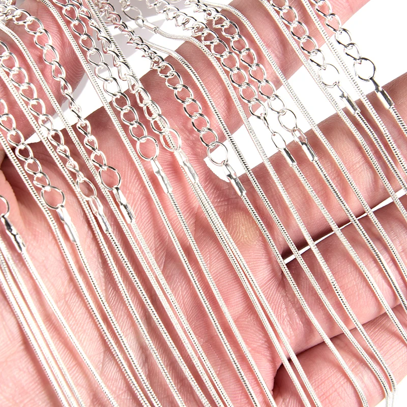 

12 шт./лот, Золотое серебро, родий, 40 см, змеиная цепочка, ожерелье с удлинителем, хвостовая цепочка, Diy аксессуары для ювелирных изделий