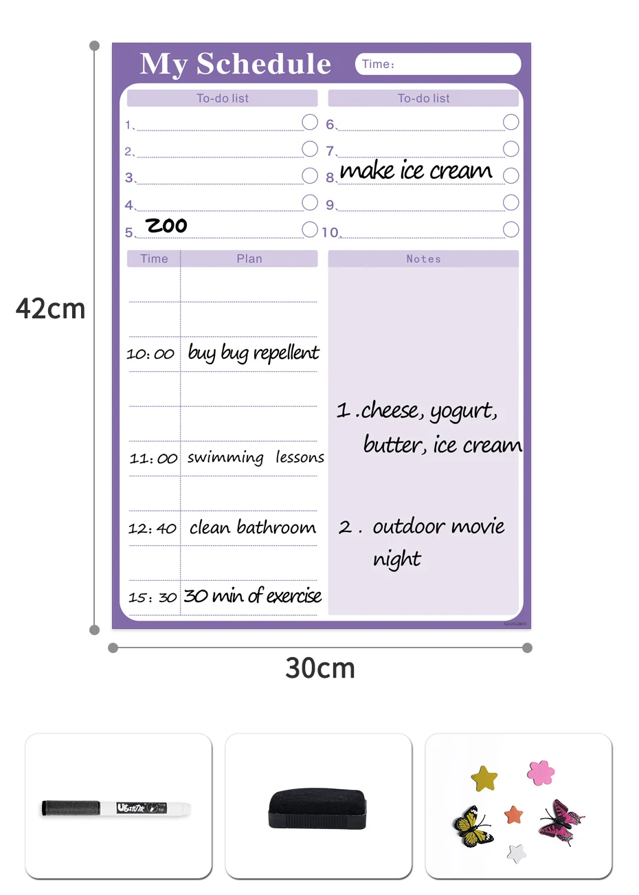 42x30 см магнитная доска стираемая ежедневник время записи расписание, чтобы сделать список, органайзер доска для сообщений для холодильника
