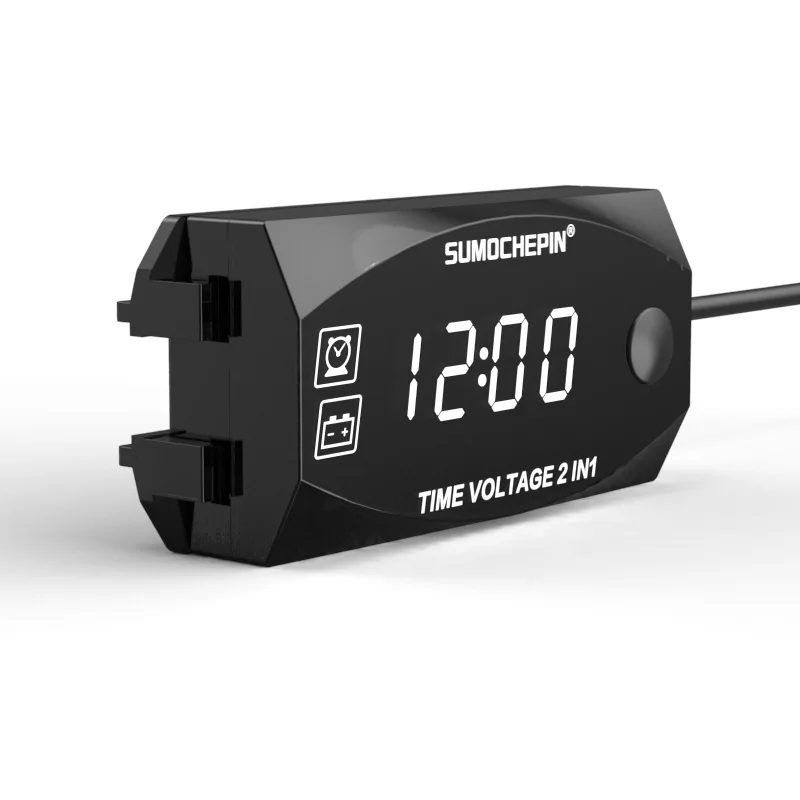 DC 12V Motorcycle LED Digital Display Voltmeter Voltage Panel Meter Electromobile Motorbike Volt Meter Timemeter Acrylic