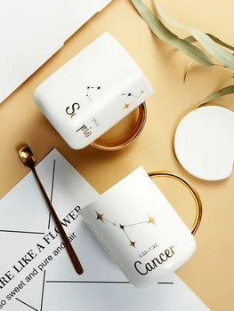 

Ins Fashion Style Ceramic Mugs Gold Plating Constellation Couple Gift Morning Mug Milk Coffee Tea Breakfast Creative Cup