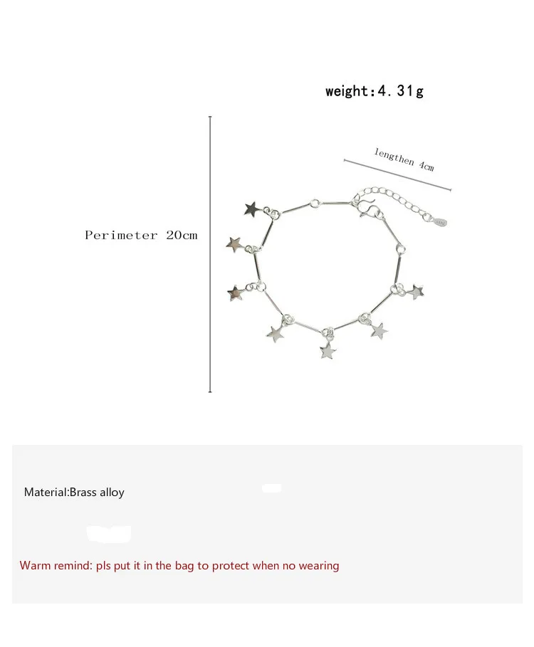 Новое поступление корейские горячие модные простые металлические звезды очаровательные браслеты для женщин ювелирные изделия девушка студенческий браслет в подарок