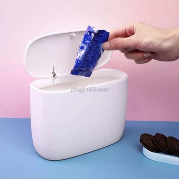 

Plastic Mini Trash Bin Can Multi-function Desktop Garbage Storage Basket with Lid Kitchen Home Office