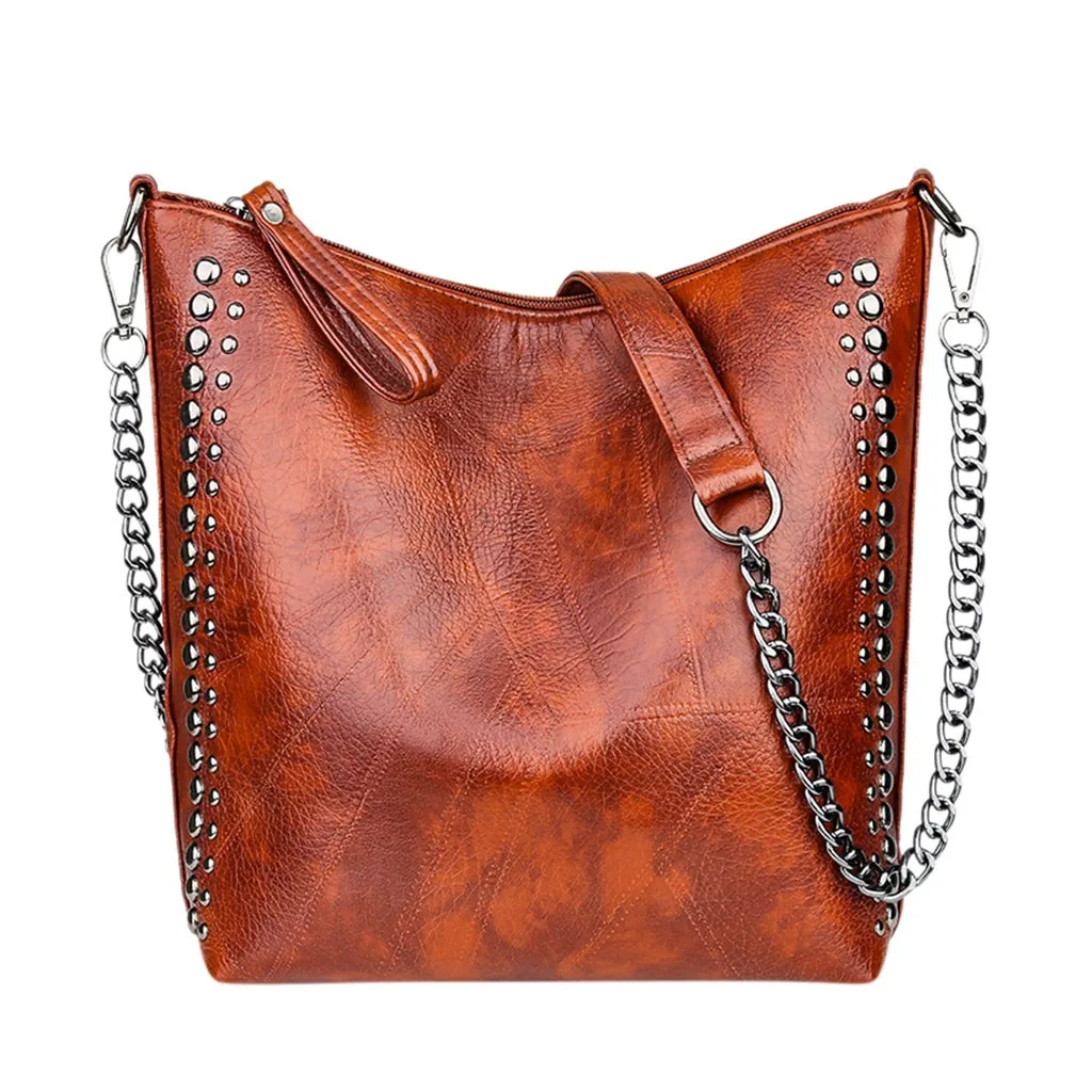 Женская простая повседневная сумка с шипами, модная повседневная Наплечная Сумка, Повседневная Большая вместительная сумка на плечо, посылка из высококачественной кожи# LR1 - Цвет: C