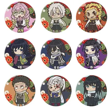 

Cartoon Round Tinplate Demon Slayer: Kimetsu No Yaiba Anime Character Plastic Button Badge Backpacks Bags Brooch Pin