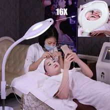 

LED Beauty Cold Light Lamp 16x Magnifying Glass Manicure Tattoo Shadowless Lamp Rotating Dimming Eye Protection Beauty Lamp