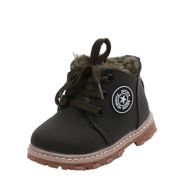 

Children New Winter 's Brushed and Thick Dr. Martens Boots Boys and Girls Retro Rubber Sole Non-Slip Cotton Boots Zipper Boots
