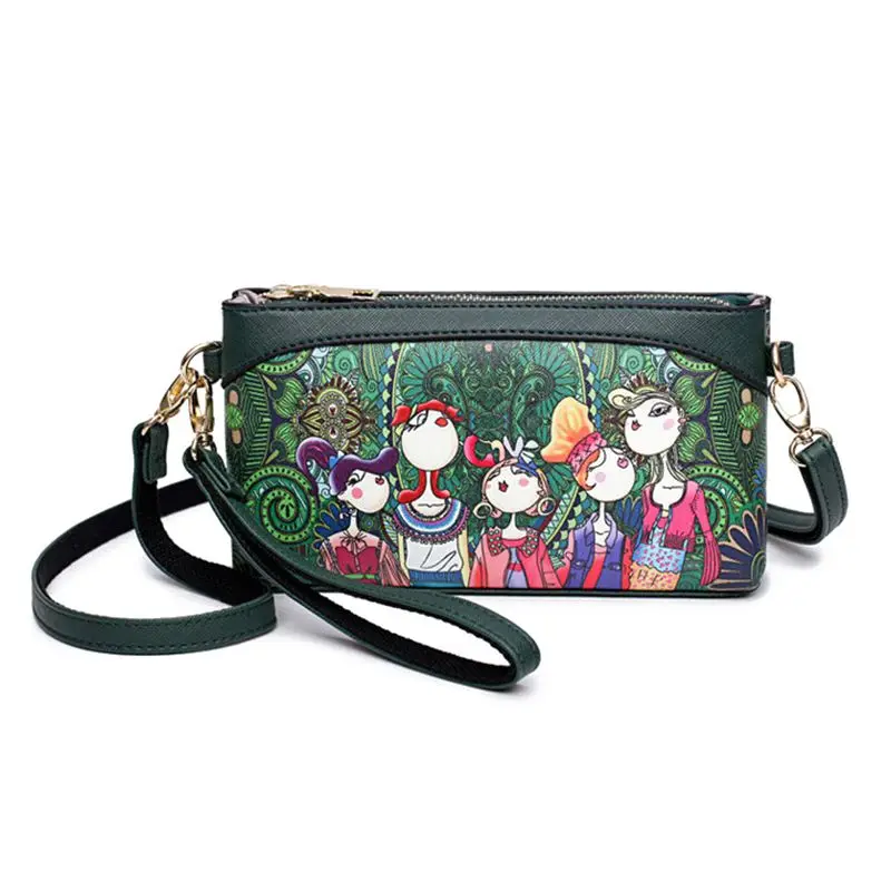

Shoulder Bags Small Crossbody Bags Women High Quality PU Leather Handbags Ladies Designer Cartoon Printing Purse(green)